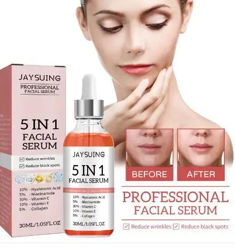 Anti-wrinkle facial serum bottle with moisturizing and firming properties for youthful skin