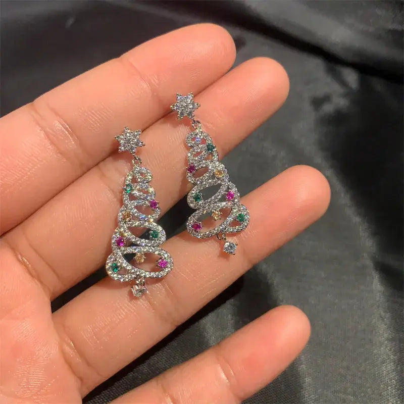 Christmas Tree Rhinestone Earrings - Epic Deals USA