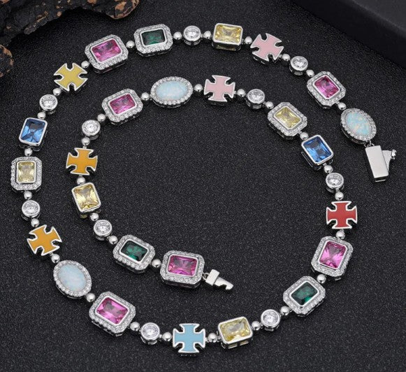 Gold-Plated Hip-Hop Gemstone Necklace - Epic Deals USA