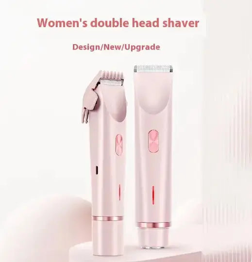 Pink 2-in-1 electric hair trimmer and razor with USB rechargeable, fully washable design