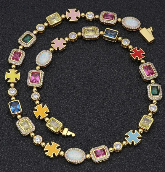 Gold-Plated Hip-Hop Gemstone Necklace - Epic Deals USA