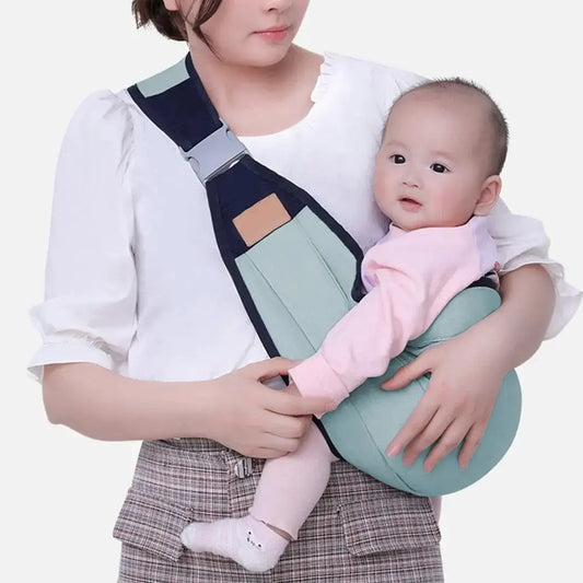Comfortable adjustable shoulder baby carrier sling with breathable fabric for hands-free carrying and baby bonding