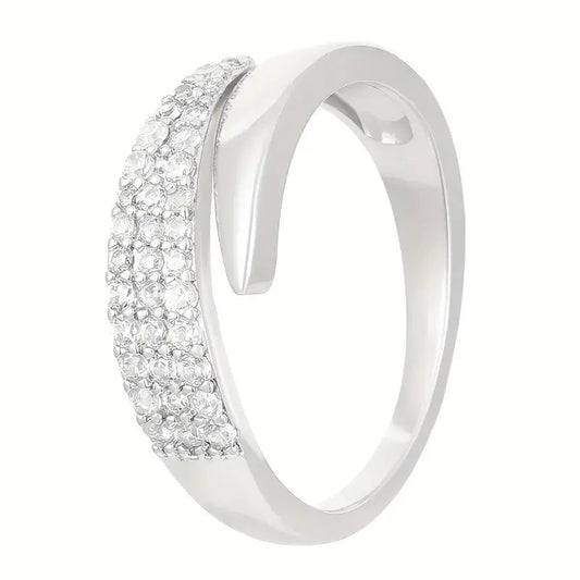 Elegant adjustable sparkle ring with multiple rows of sparkling stones and modern design