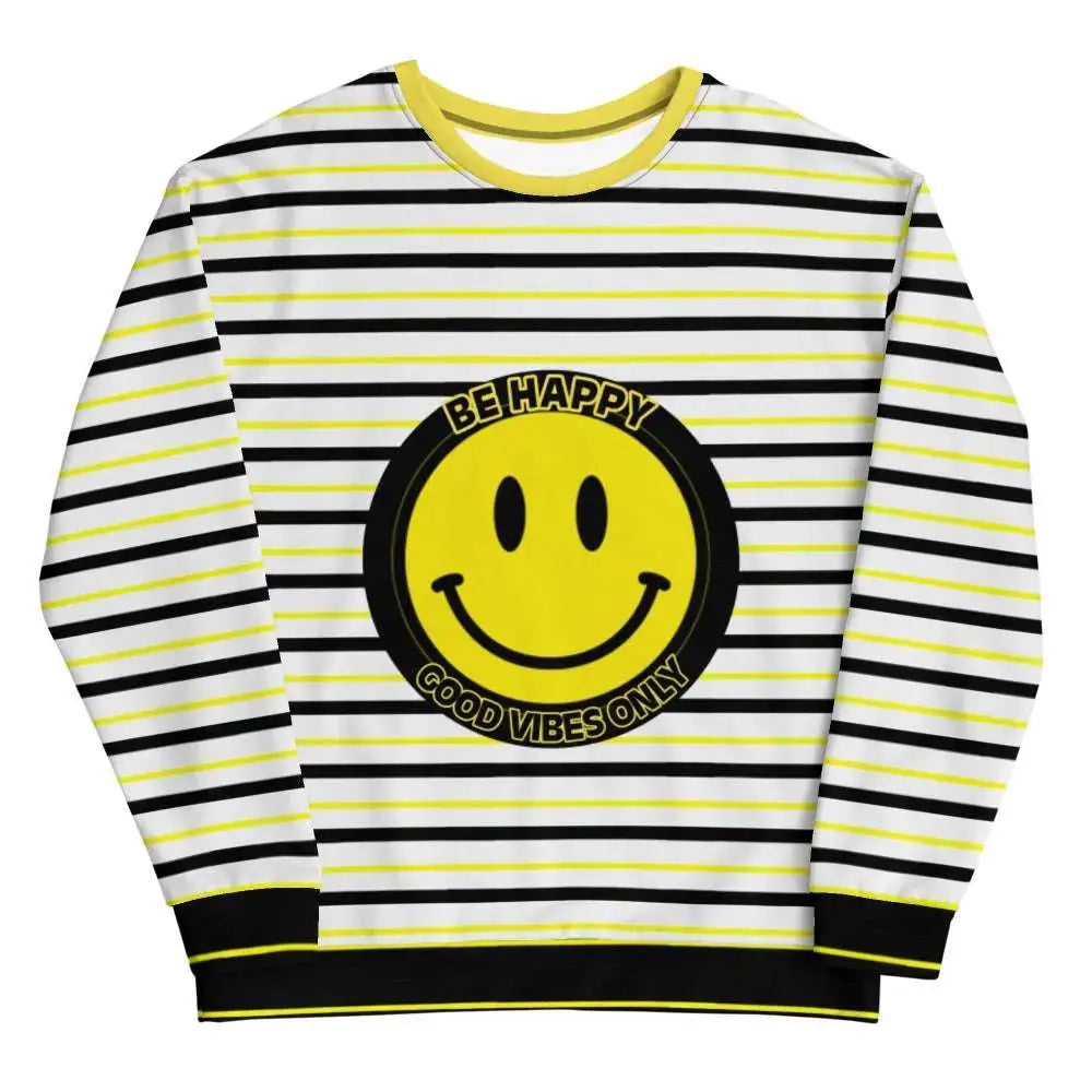 Happy Beach sweatshirt soft brushed fleece pullover with uplifting message and unisex fit