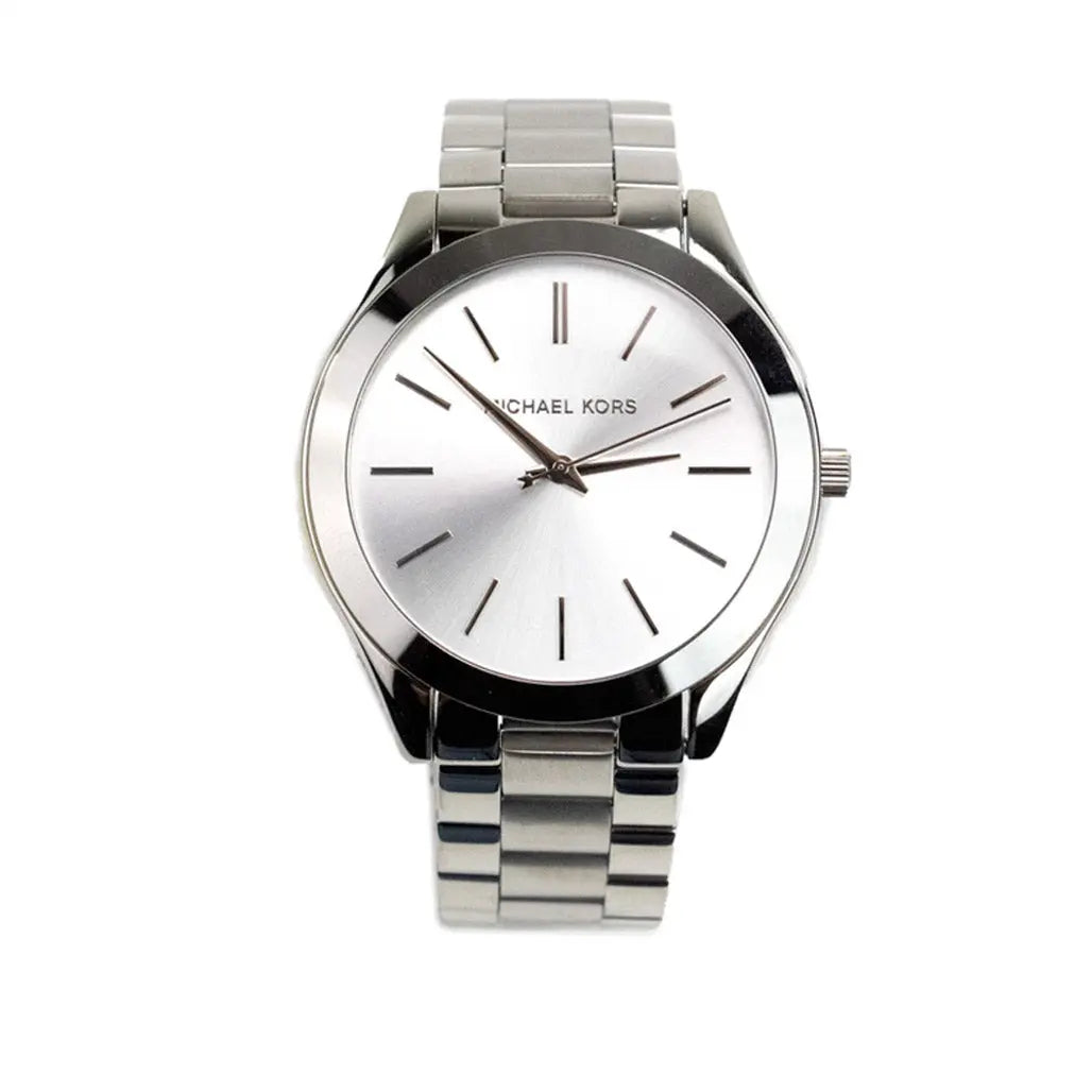 Michael Kors Slim Runway Mono Silver-Toned Silver Dial Watch - Epic Deals USA