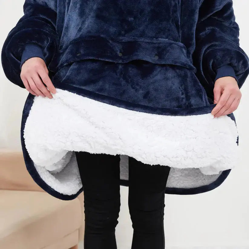 Heated Hoodie Blanket providing warmth and comfort with integrated heating and soft plush fabric