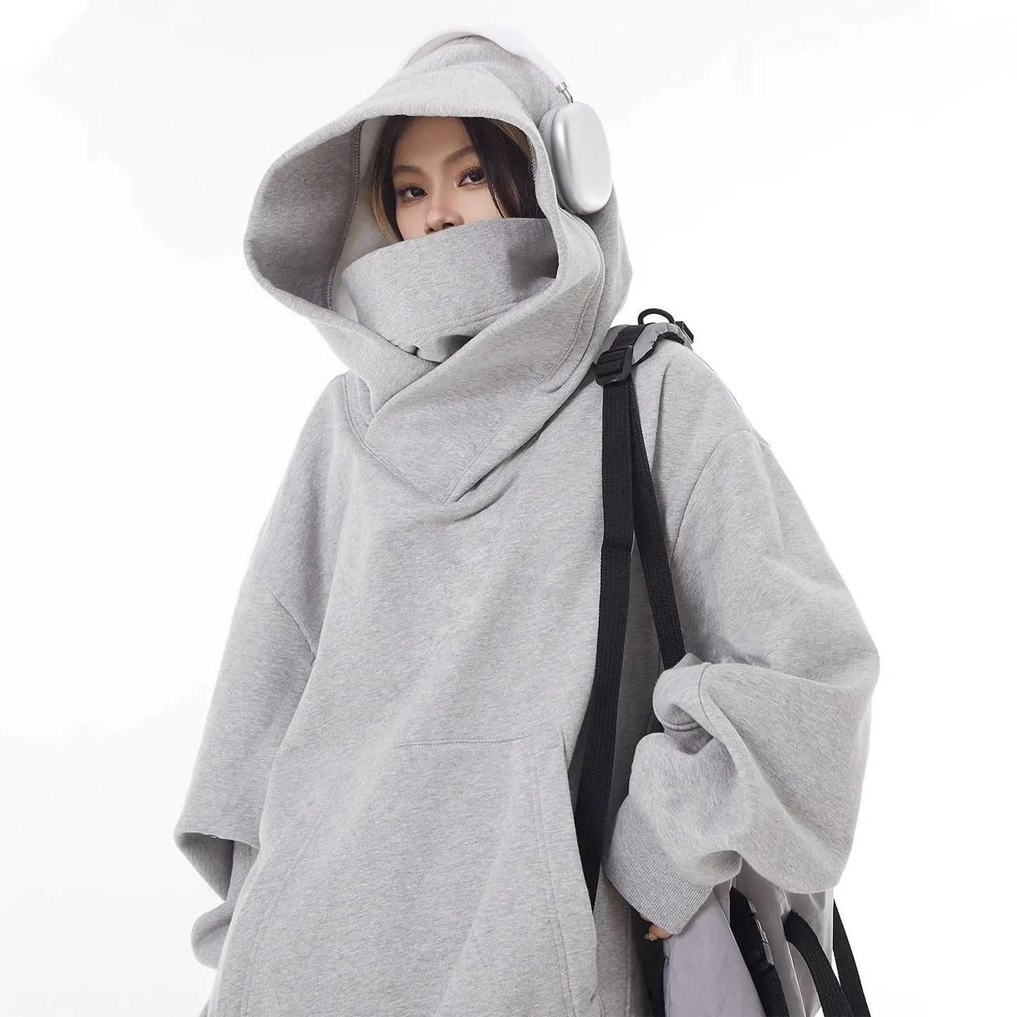 Loose High Collar Fleece Lined Hoodie - Epic Deals USA