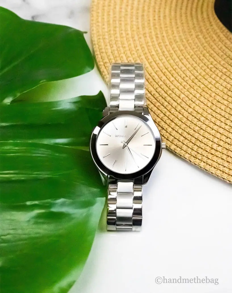 Michael Kors Slim Runway Mono Silver-Toned Silver Dial Watch - Epic Deals USA