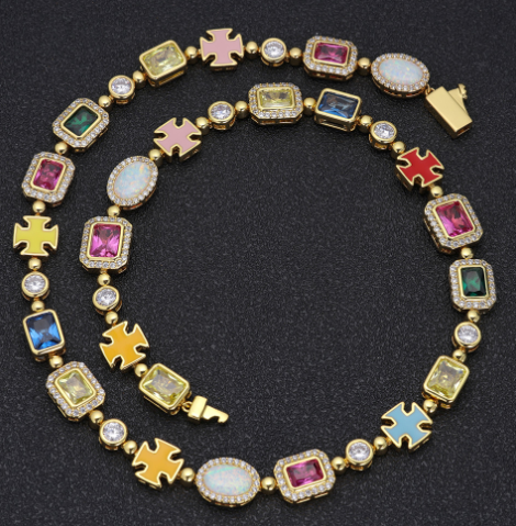 Gold-Plated Hip-Hop Gemstone Necklace - Epic Deals USA