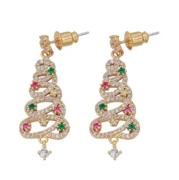 Christmas Tree Rhinestone Earrings - Epic Deals USA