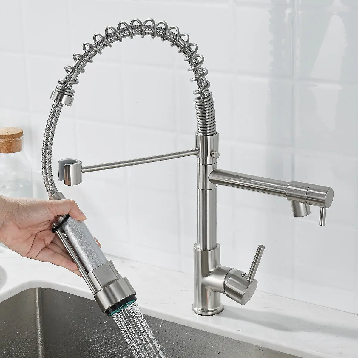 Brushed Nickel Dual-Function Kitchen Faucet Epic Deals USA