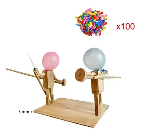 Handmade Balloon Heads Wooden Fighter Puppets - Epic Deals USA
