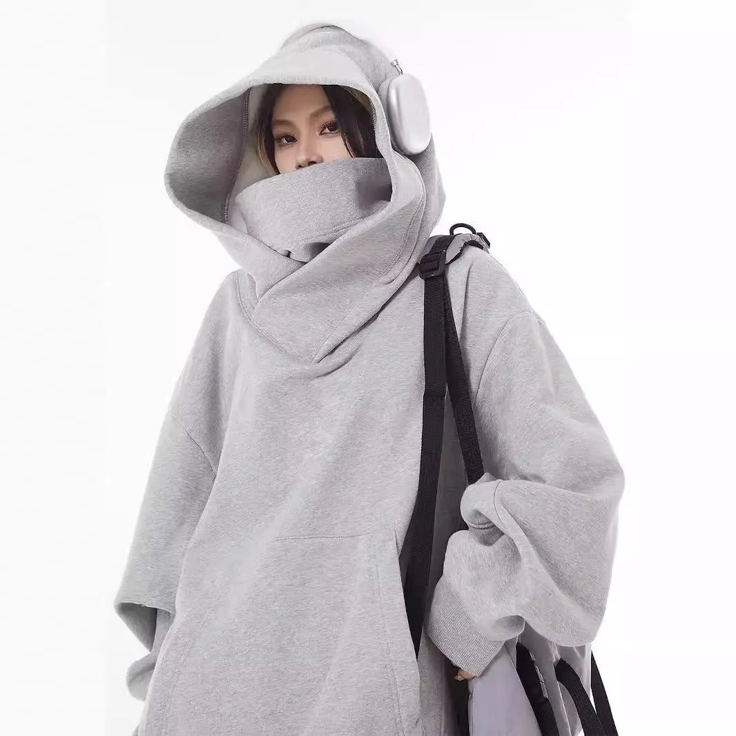 Loose High Collar Fleece Lined Hoodie - Epic Deals USA