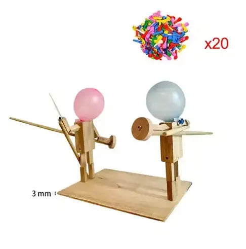 Handmade balloon heads wooden fighter puppets for Balloon Battle Game