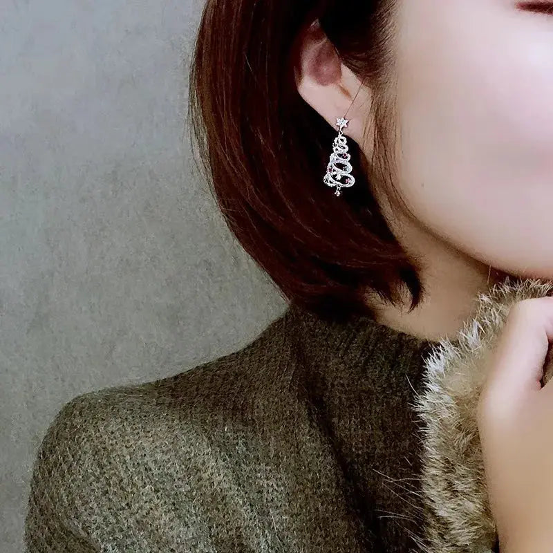 Christmas Tree Rhinestone Earrings - Epic Deals USA