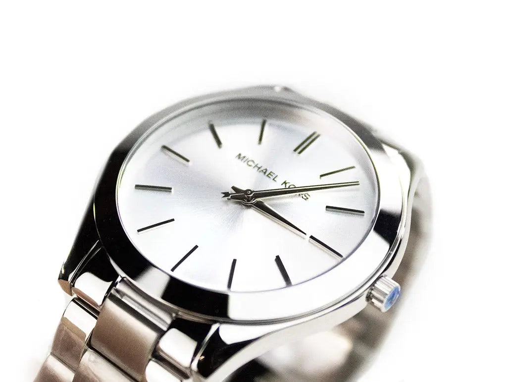 Michael Kors Slim Runway Mono Silver-Toned Silver Dial Watch - Epic Deals USA