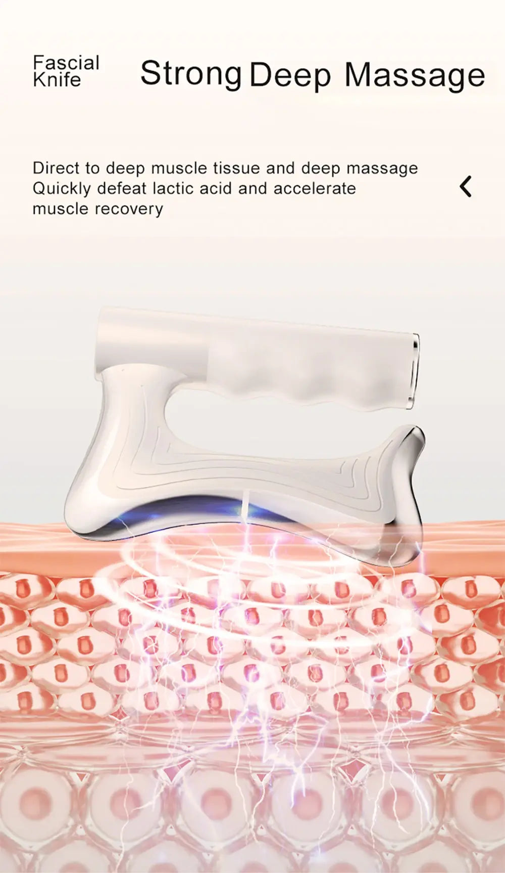 Electric Deep Tissue Massage Blade with heat, vibration, and NMES for full-body muscle relaxation and recovery