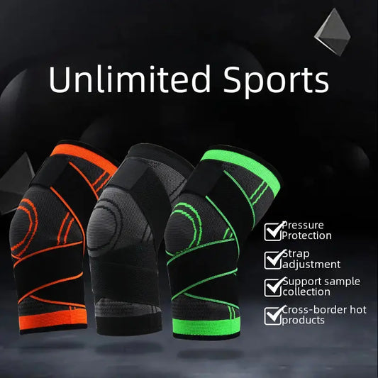 Men's compression knee brace in black for sports and fitness activities